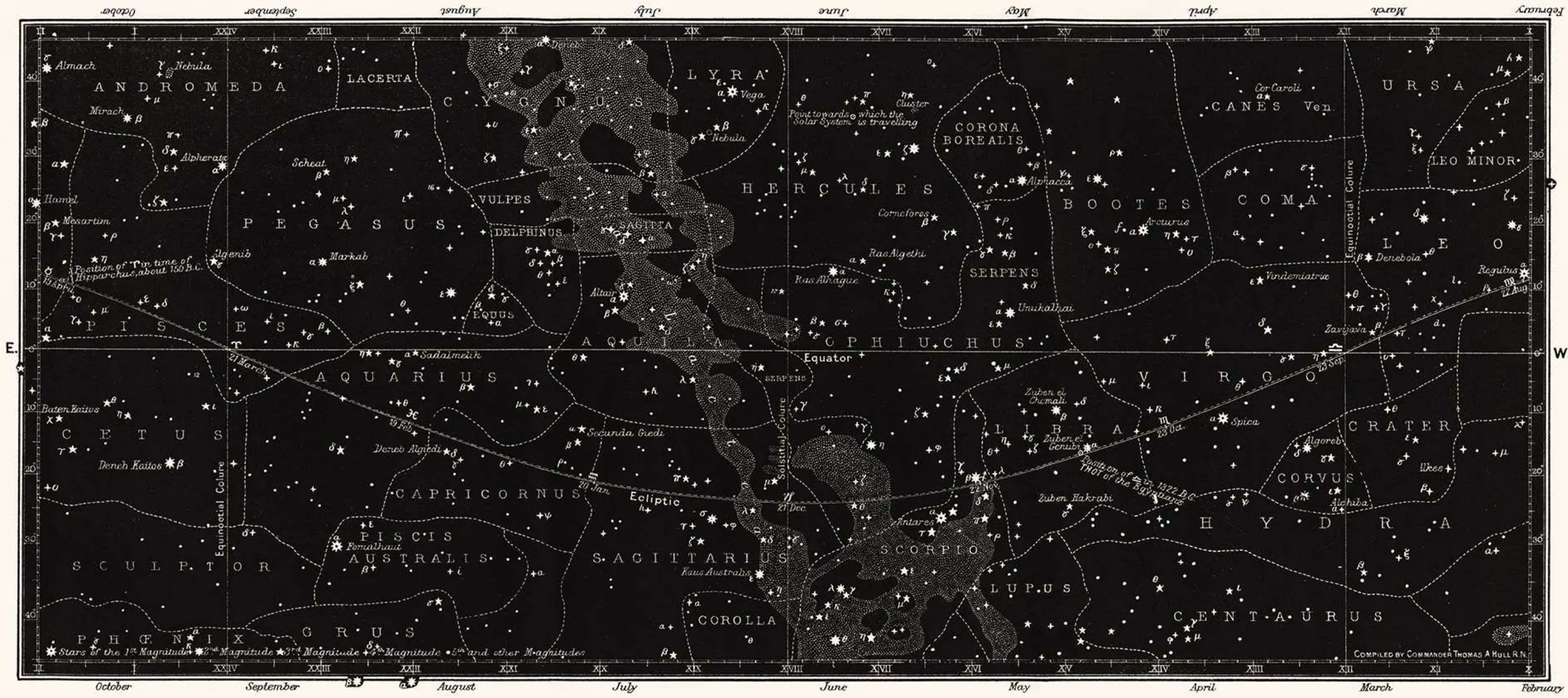 black and white star chart